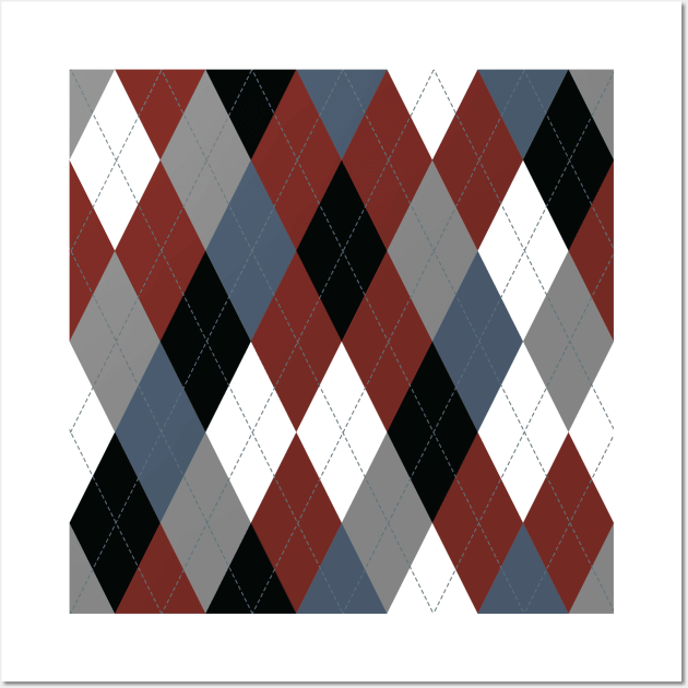 Dark Argyle Pattern Wall Art by SWON Design